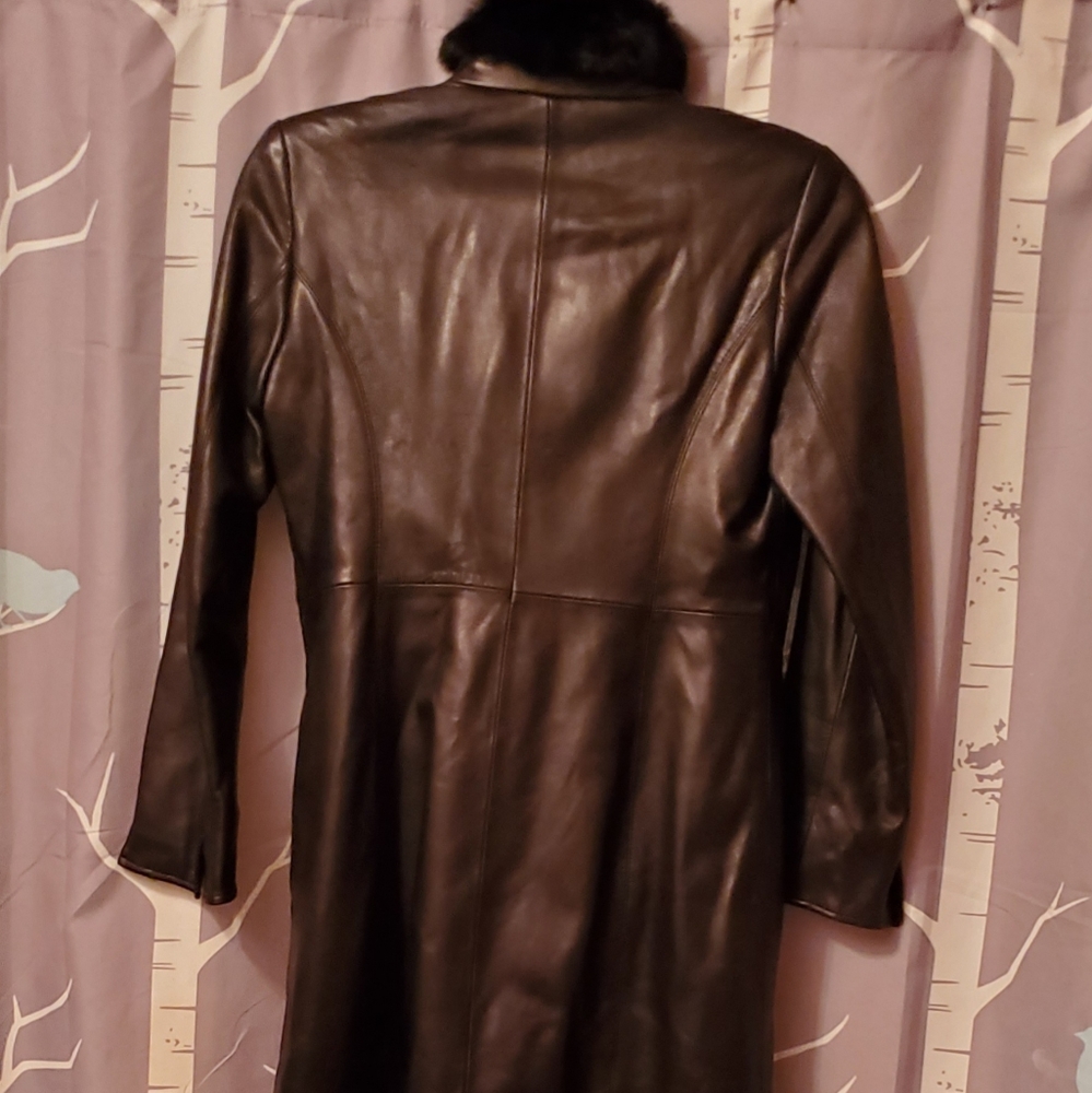 🎉HP🎉Ellen Tracy Leather and Rabbit Fur Coat - Picture 3 of 9